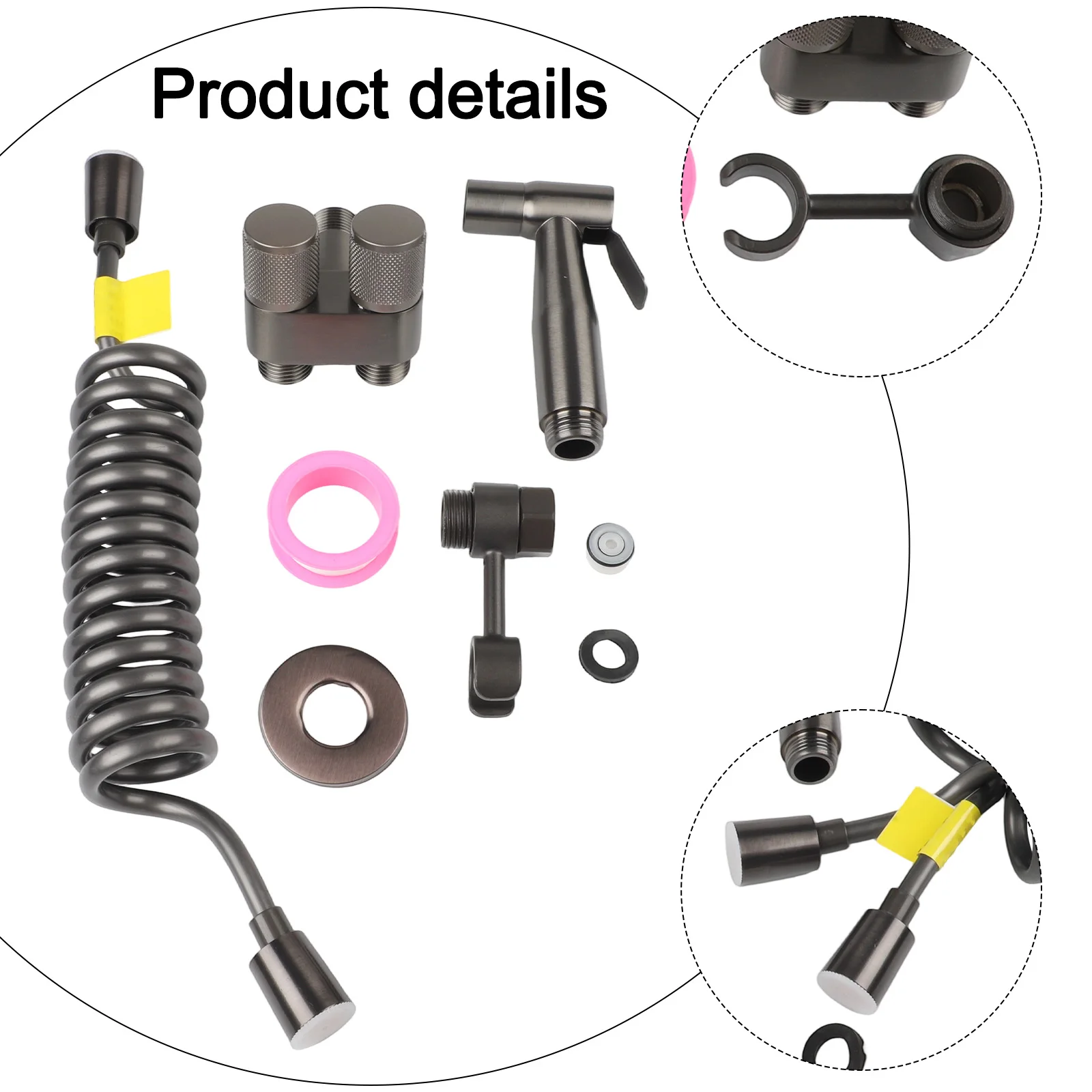 Adjustable Sprayer Bathroom Sprayer Double Control Angle Valve Hose Length 2M Long-lasting Use Dual Switch Water Outlet Design