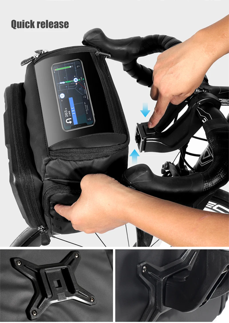 WILD MAN BBG071 Fahrrad Lenkertasche EVA Hartschale Regenschutz Aufbewahrung kleiner Zubehörteile – Detail 9