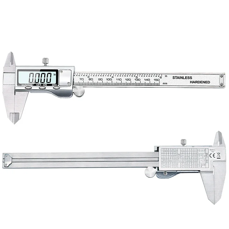 TON09 6-calowy 150mm elektroniczna suwmiarka cyfrowa ze stali nierdzewnej metalowy mikrometr pomiarowy