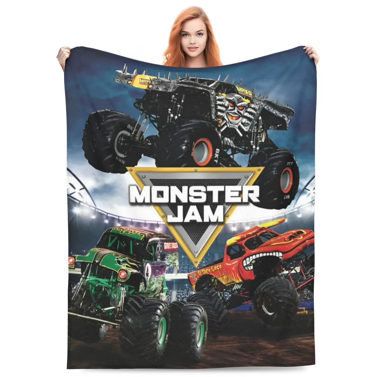 Monster Jam Grave Digger Truck Blanket Flannel Spring Autumn Portable Soft Throw Blanket for Home Outdoor Bedspread