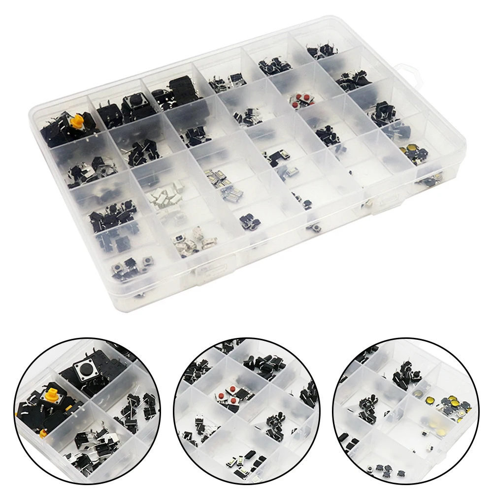 

250Pcs 25Types Values Tactile Push Button Switch Momentary Tact Assortment Tactile Switch M-icro Switches Electrical Equipment