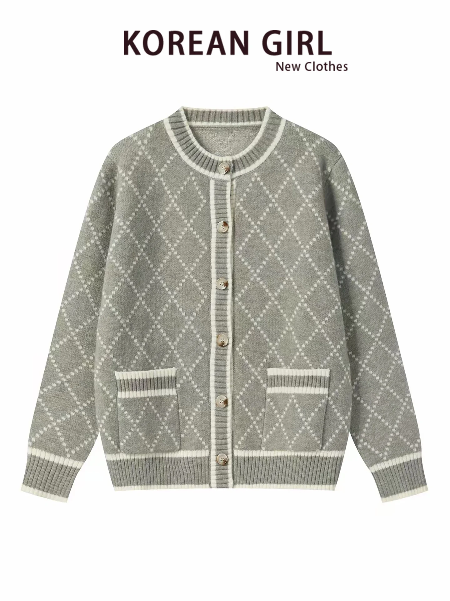 Ladies' Knitted Open Cardigan Sweater Loose Fit Fall Winter Fashion Soft Medium Gauge Long Sleeve round Neck Warm Outerwear