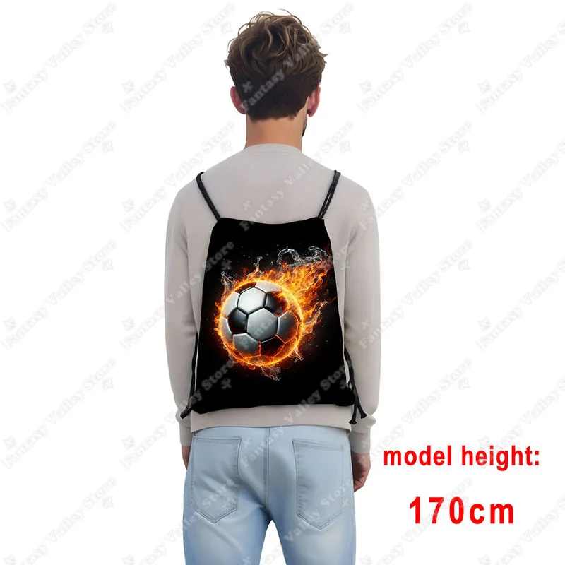 Cartoon Soccer / Football Print Backpack Soccer Afro Boy Rucksack Children Drawstring Bag Kids Bookbag Daypack Sport Bags Gift