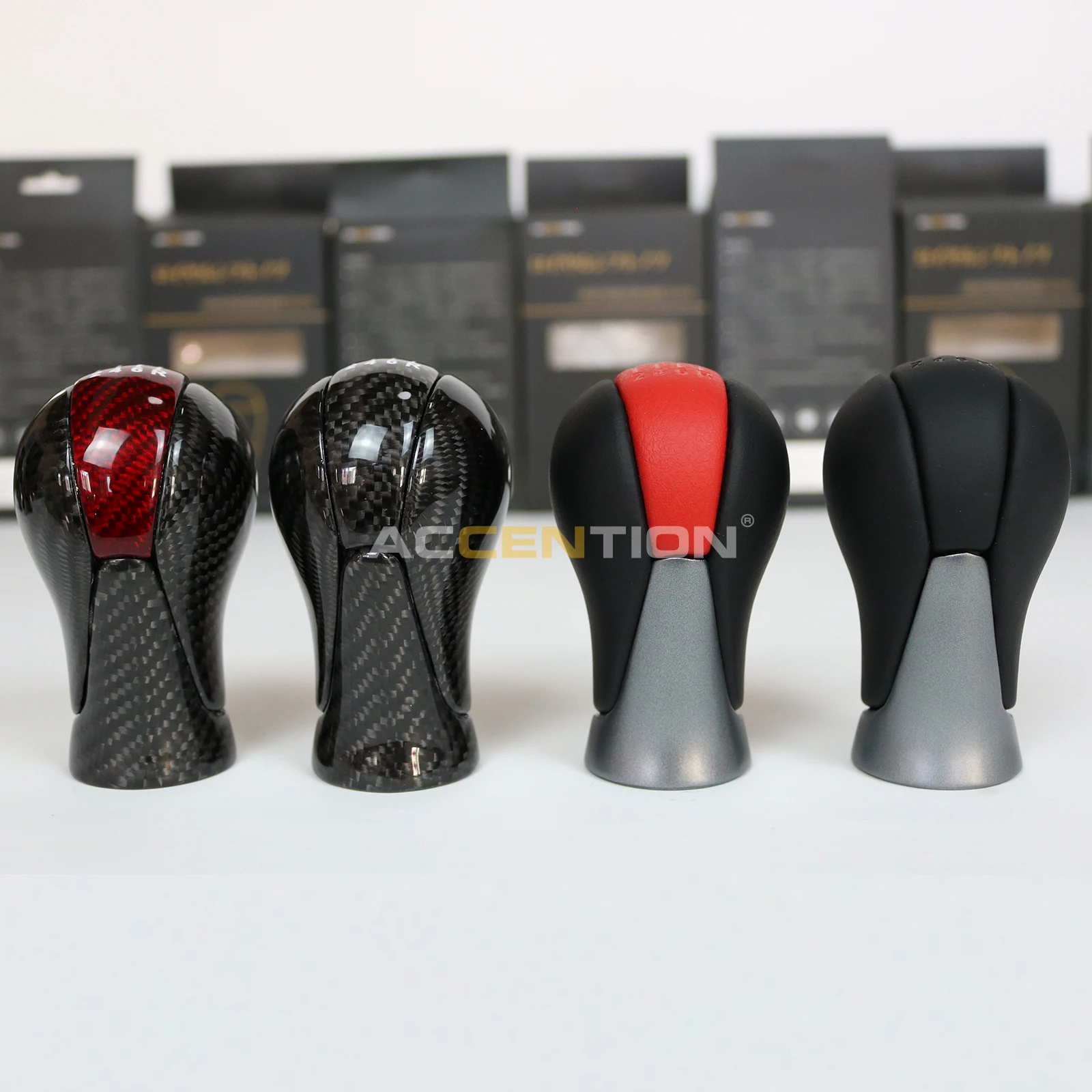 6S MT Black Leather / Real Carbon Fiber Gear Shift Knob For Nissan 370Z 2009 - 2019