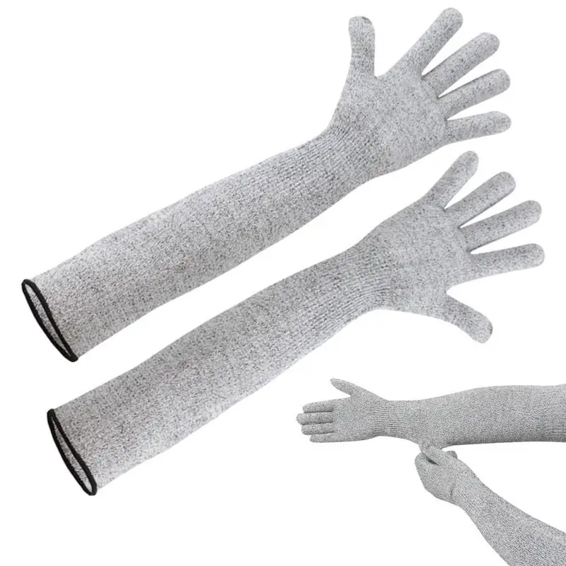 1Pair Level 5 HPPE Cut Resistant Arm Sleeve Breathable Skin-friendly Cut-Resistant Anti-puncture Arm Protection Anti Cut Gloves