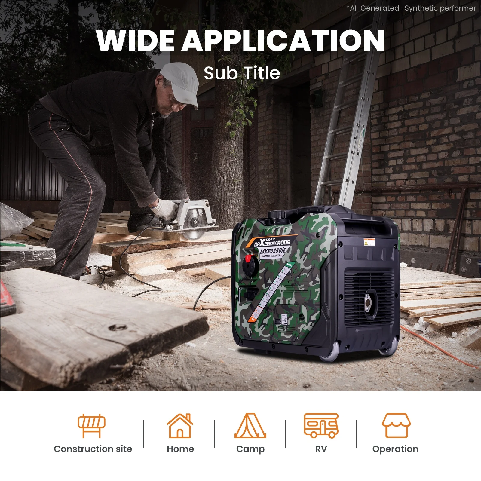 Generator Electric Start Quiet Running for AC DC USB Outlets Power Supply Inverter Generator 5.5kw