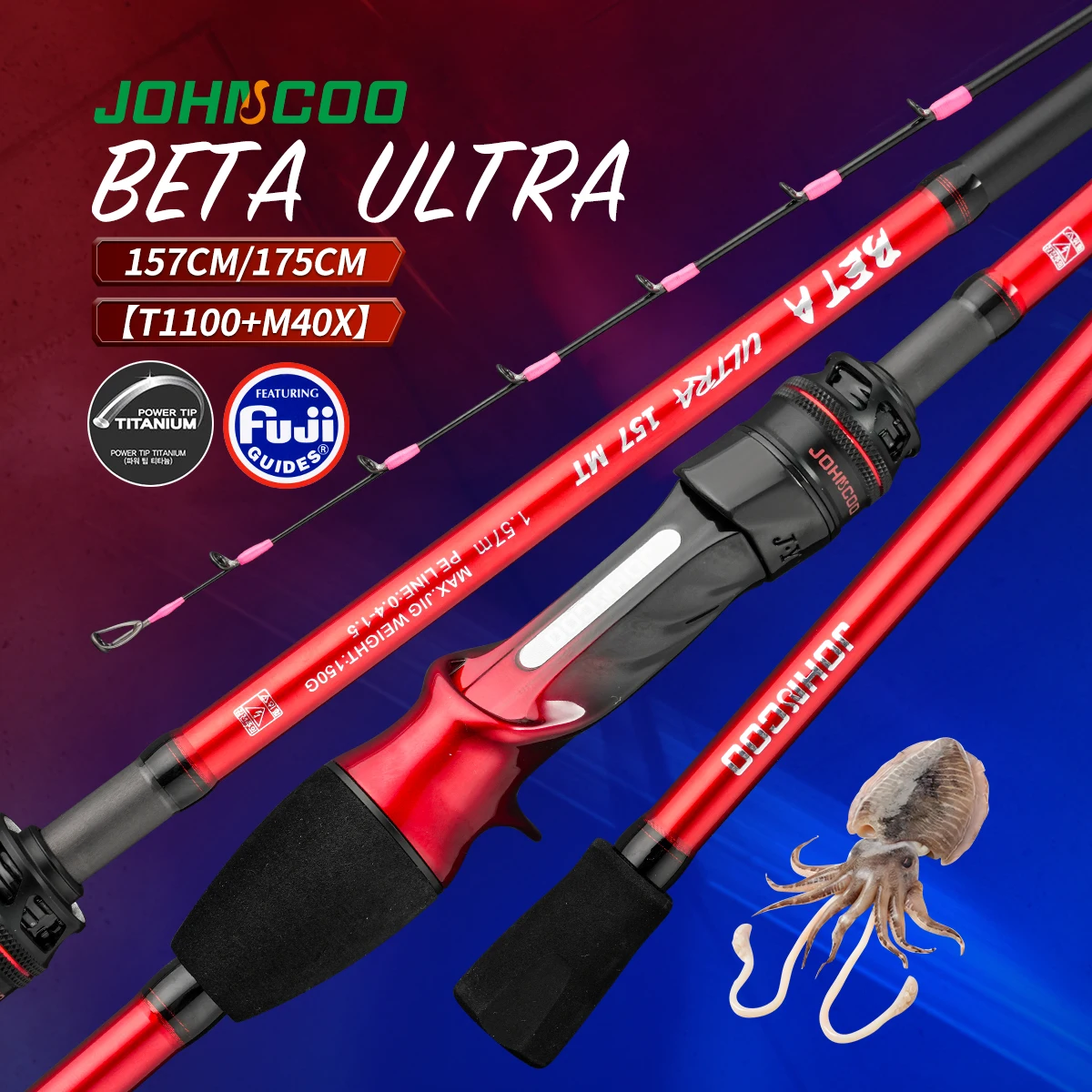 Wędka Johncoo Beta Ultra 157M SMT Cuttlefish z przelotkami Fuji, wędka Hanchi, lekka wędka.