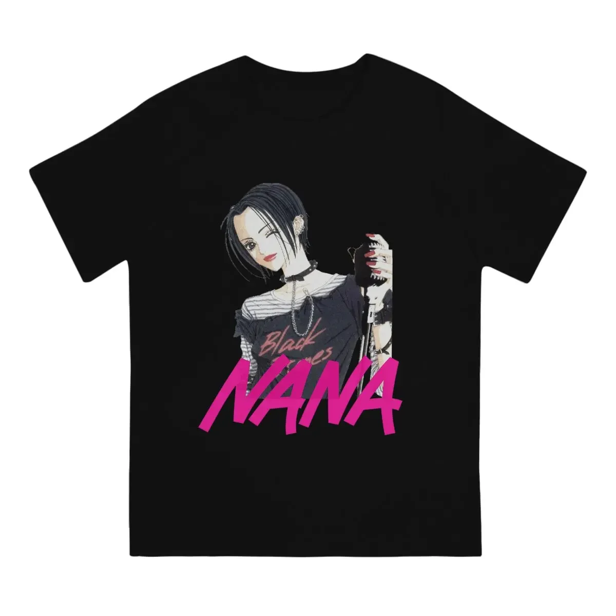 Men's T-Shirts Black Stones Humorous Cotton Tee Shirt Short Sleeve NANA Osaki Manga T Shirts Round Collar Clothes