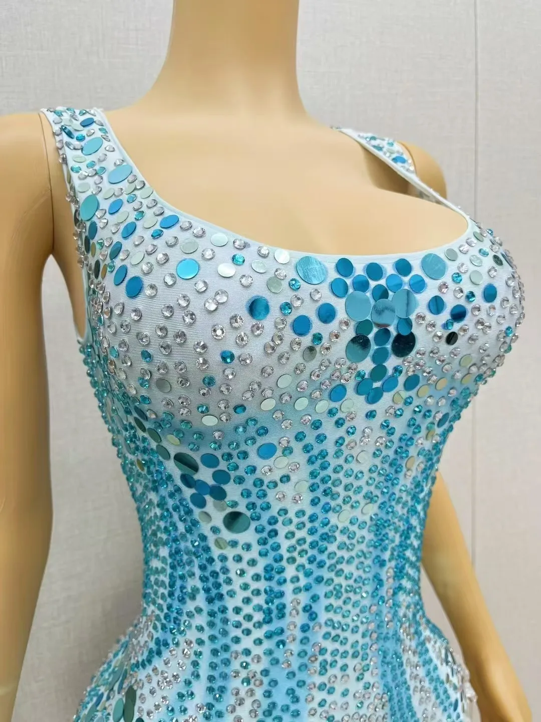 Sexy Shining Perform Costume Luxury Rhinestones Sequins Crystal Pendants Leotard Party Dancer Singer Stage Photoshoot Bodysuit