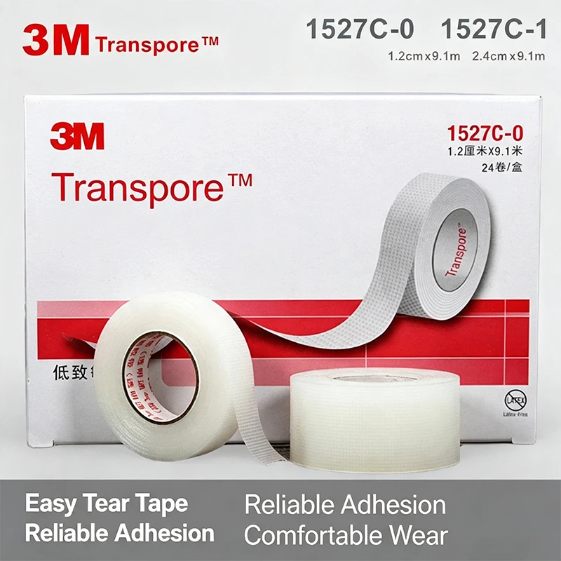 3M Transpore Chirurgisches Klebeband 1527 Serie Transparentes Poröses Kunststoff-Hypoallergenes Klebeband Wasserbeständig