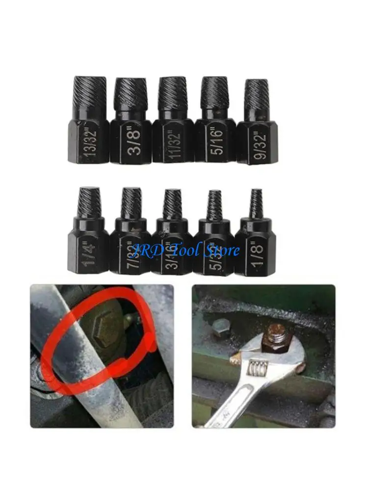 A2UD 12Pcs Studs Screw Extractor Removal Hexagonal Shank Damaged Bolt Easy Out Set
