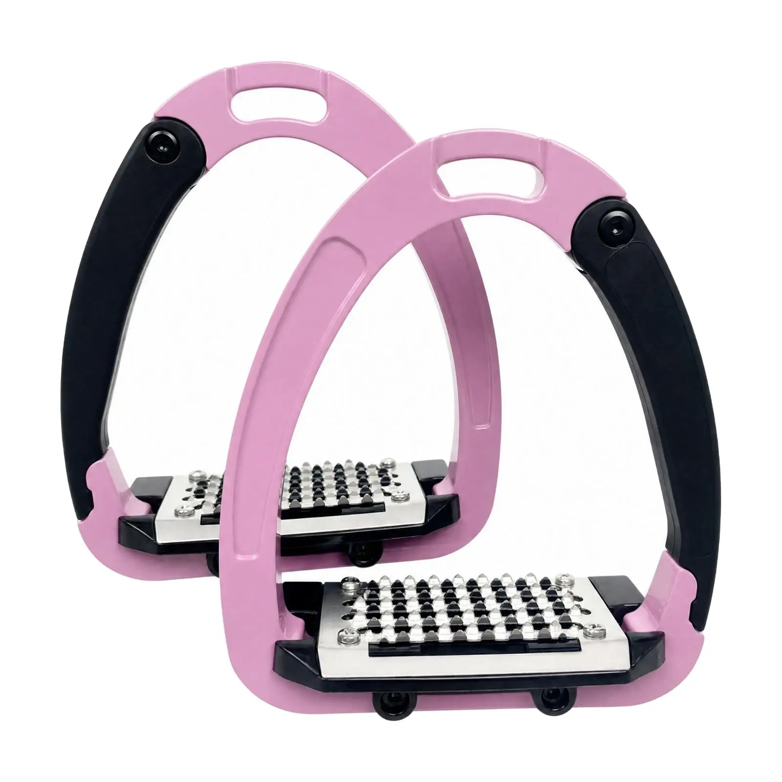Open-Frame Safety Stirrup Pair Grippy Articulated Side Safety Stirrups for Equestrians, Arena Work