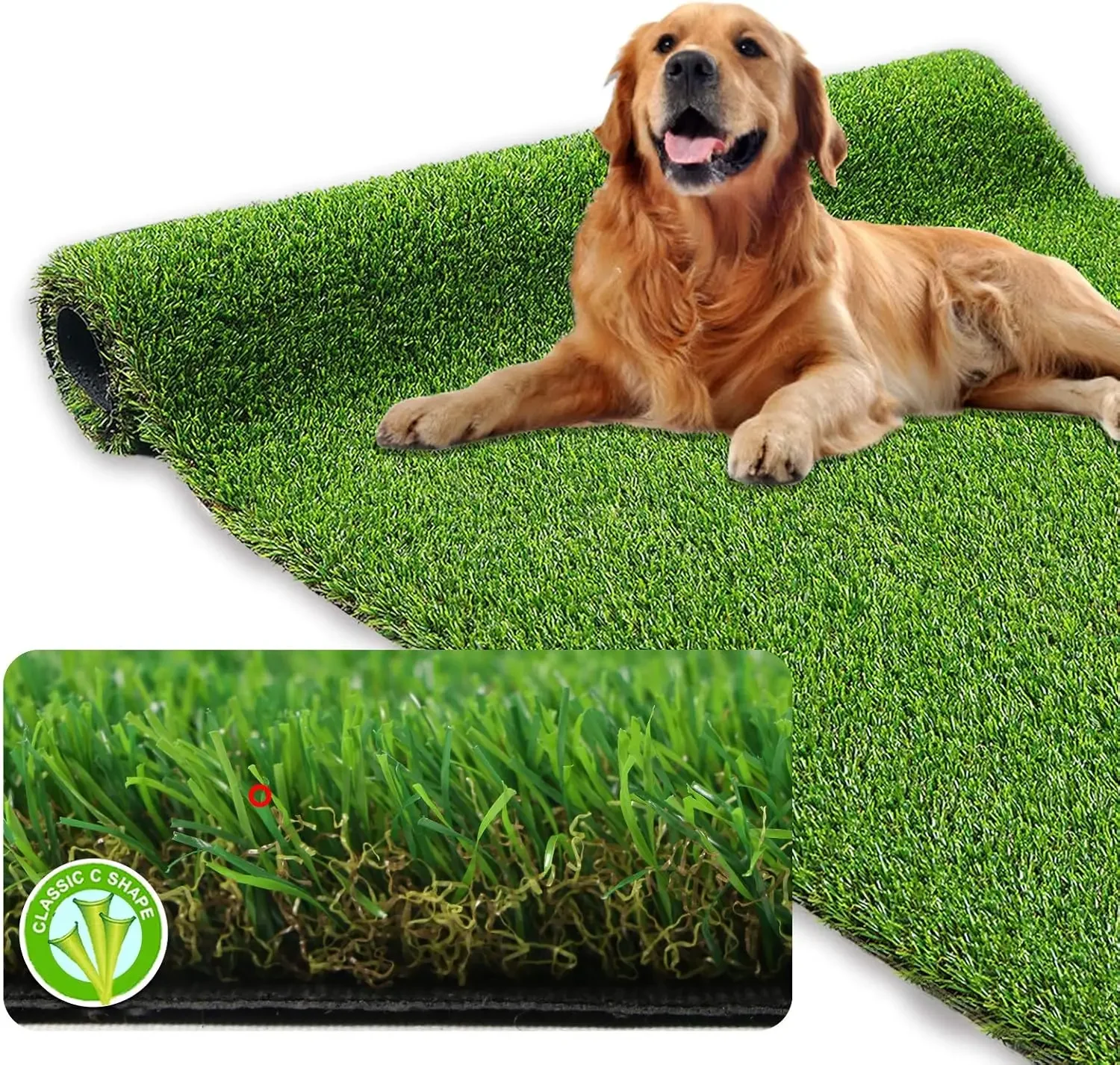 

XLX TURF Thick Artificial Grass Rug Turf 7ft x 13ft - Outdoor/Indoor High Drainage Fake Grass Mat for Patio, Yard, 1.38" Pile