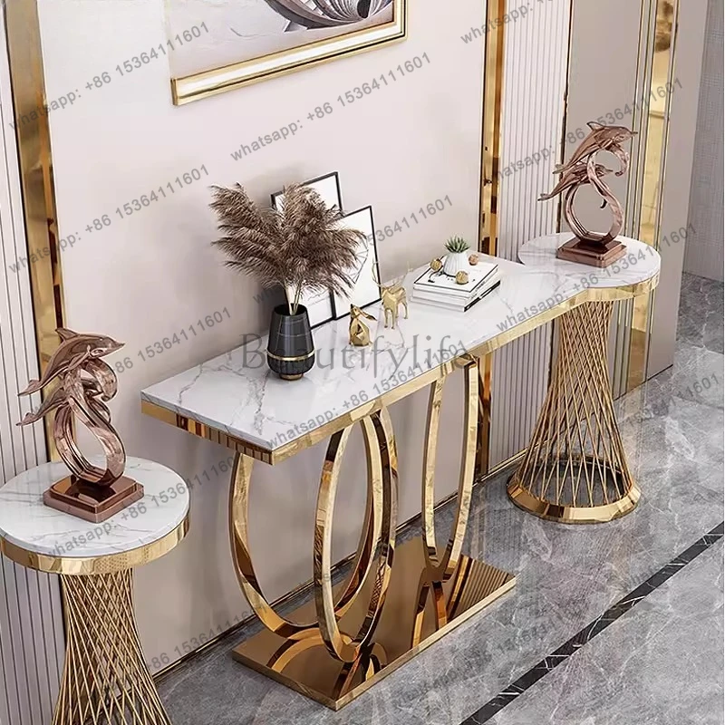 

Italian minimalist entrance table living room modern light luxury wall decoration entrance table, designer entry end view table
