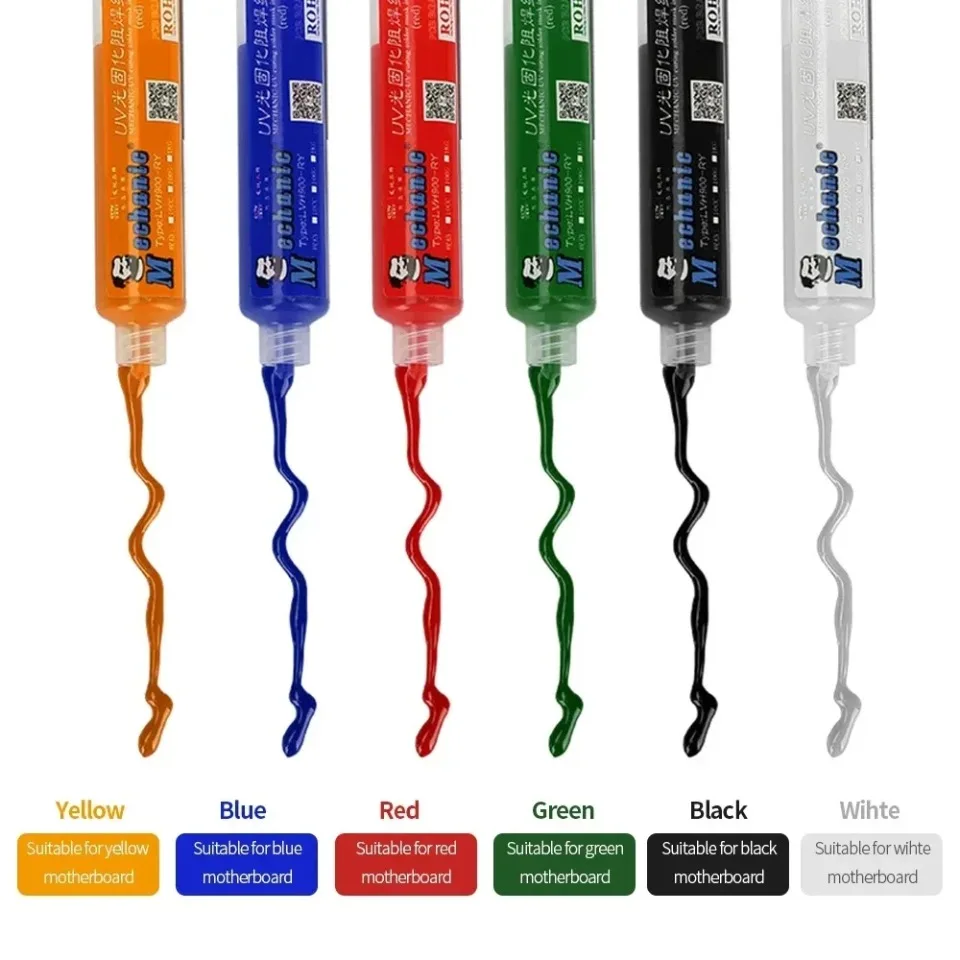 MECHANIC 6 Colors 10ml UV Curing Solder Mask Ink for PCB BGA Circuit Board Insulating Protect Soldering Paste Flux Oil Mechanic
