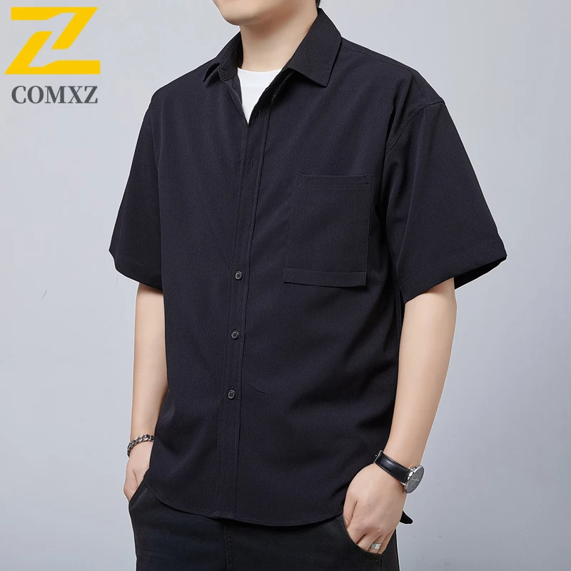 

Men Casual Shirt Spring Autumn New American Heavy Weight Comfortable Breathable Short Sleeve Shirt Street Commuting Shirt Youth