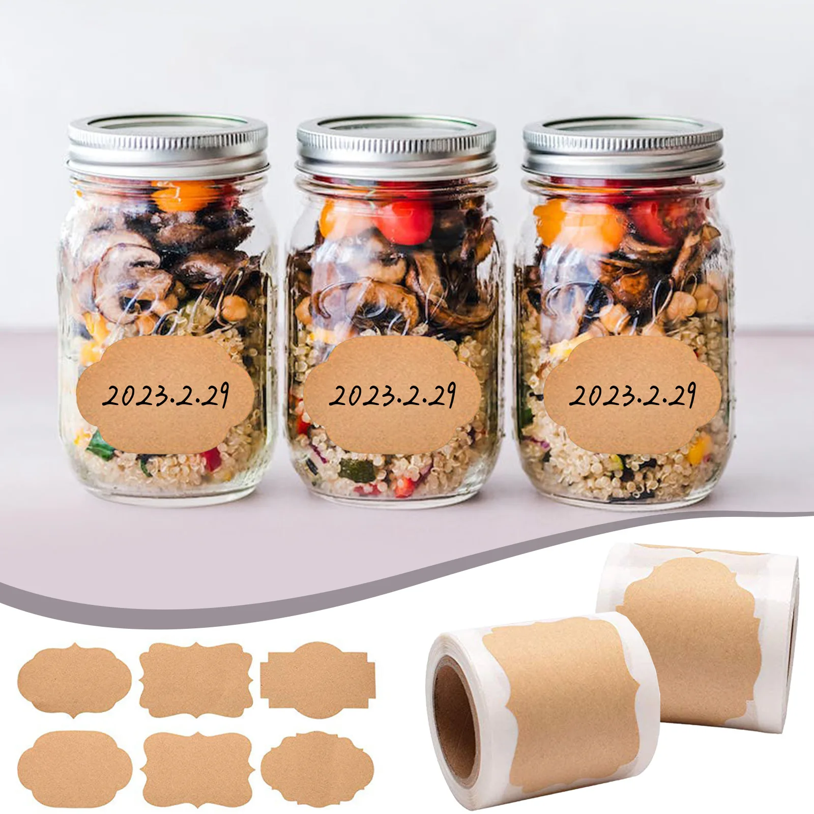 1 Roll Strong Adhesion Sticker Natural Labels Jars Bottles Classification Name Stickers Personalized Labels For Home Office