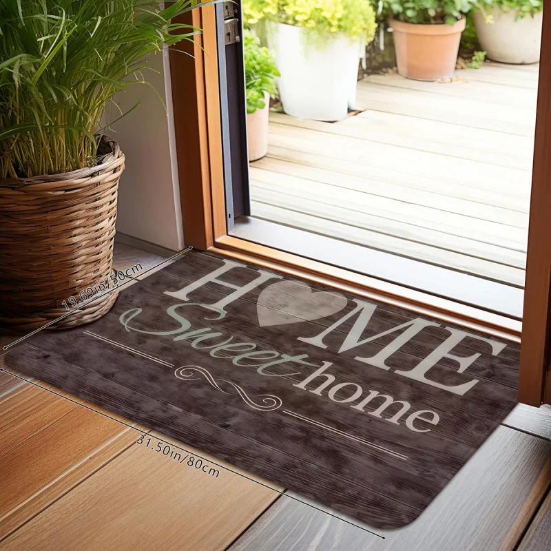 VIKAMA American Style Welcome Door Mat Retro Wood Grain Non-Slip Washable Floor Mat Indoor Outdoor Entrance Rug Home Decoration