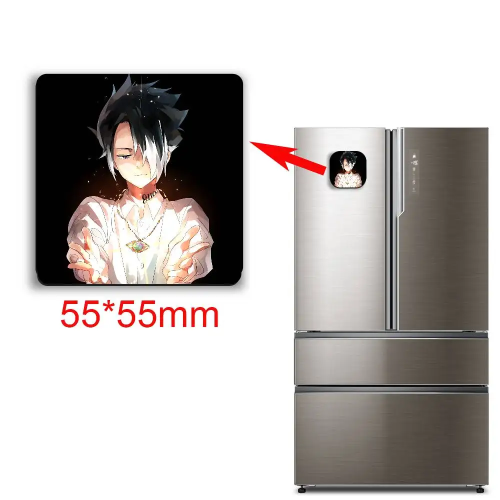 Norman Ray Promised Neverland Black Square Plastic Fridge Magnet, for Magnetic Sticker No Trace Left, Durable