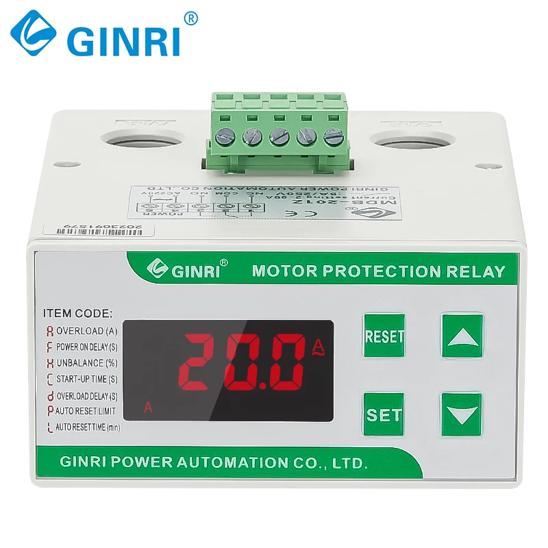 Ginri MDB-201Z Protector de sobrecarga de relé de protección de corriente trifásico montado en carril Din ajustable para motor