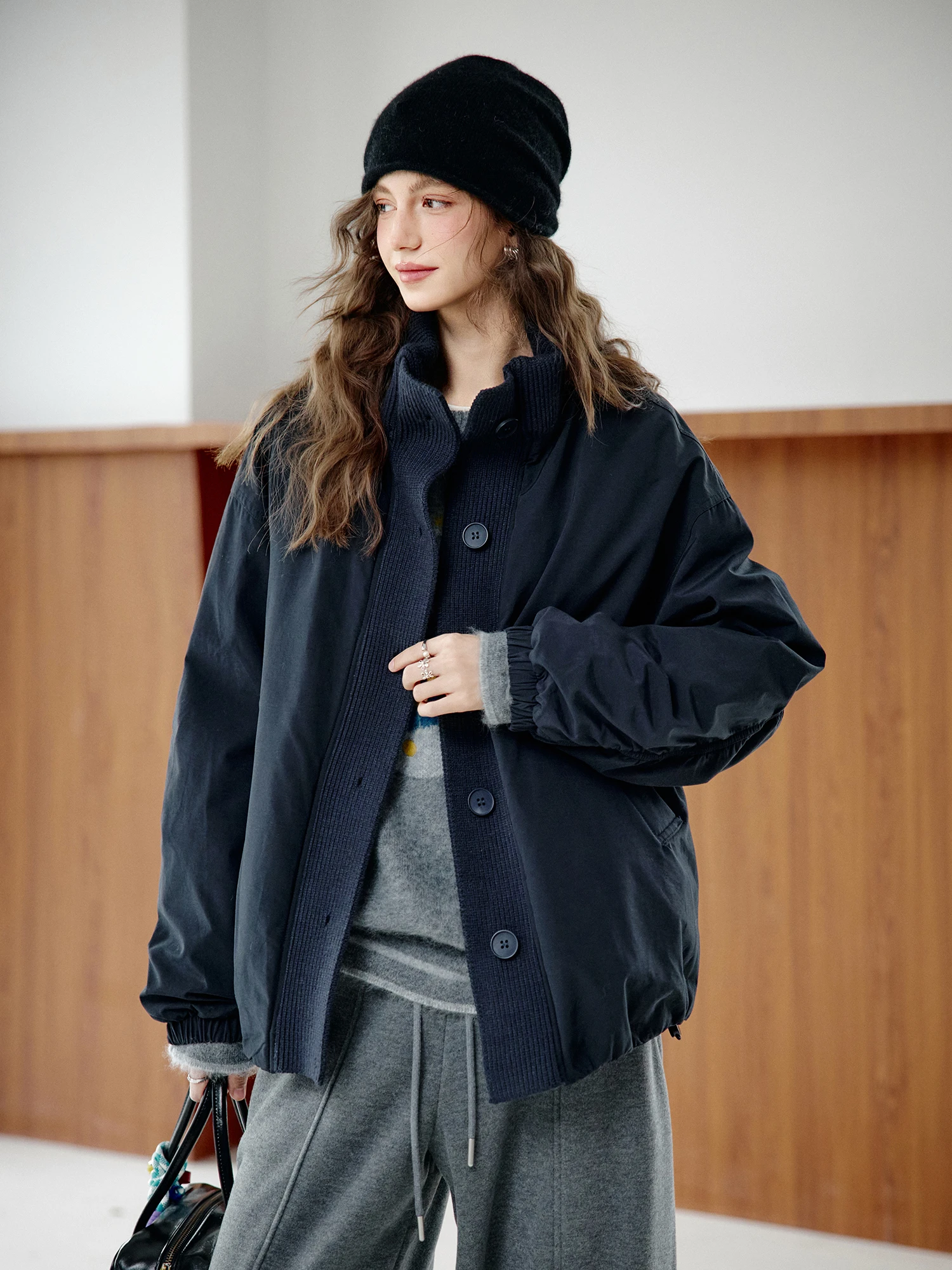 

Pumpkin Valley Warm Feather High Loaf Duck down Jacket Women's Winter New Style Outerwear Padded Coat Long Sleeve Thickened