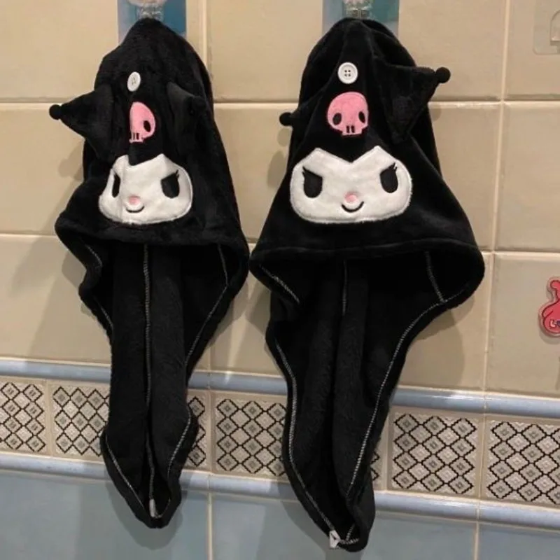 New Sanrio Cinnamoroll Kawaii Cartoon Kuromi Shower Cap Melody Dry Hair Hat Women Bathroom Accessories Quick Drying Bag Headband