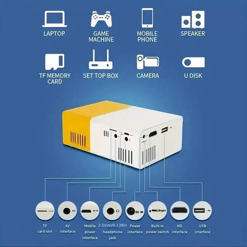 Imagen 2 del producto Proyector 4K de ultra alta definición para proyección de pared del dormitorio en casa, cine en casa con proyección de pantalla de teléfono móvil, oficina de TV