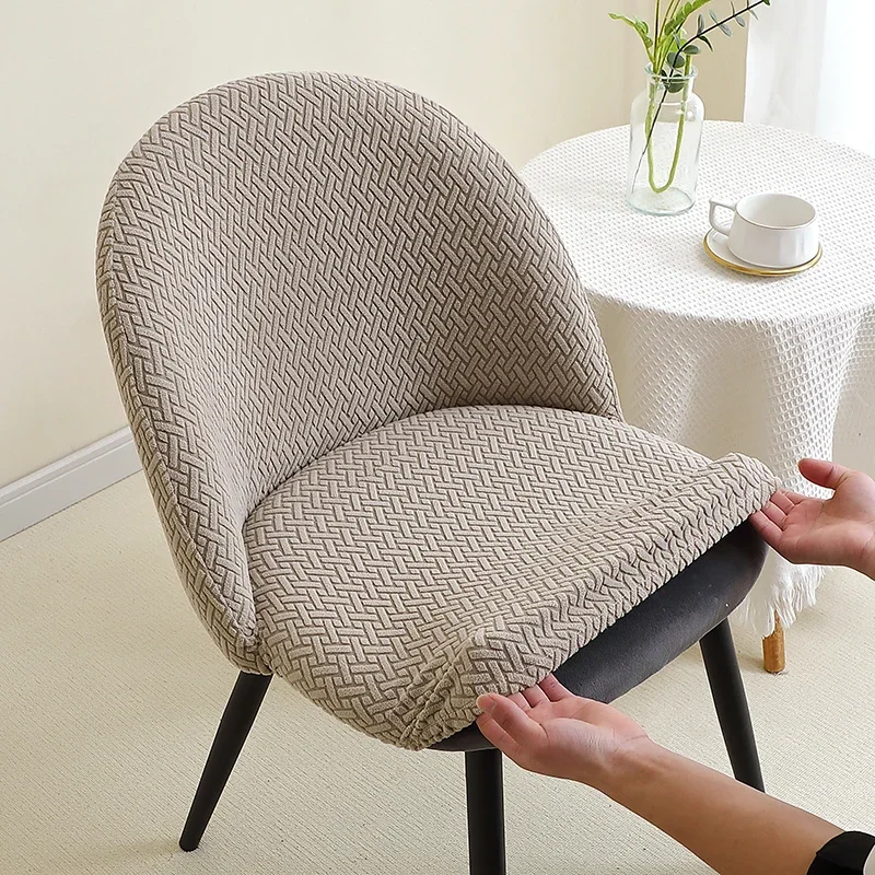 1/2 Stück Jacquard-Stuhlhussen für Esszimmer, Entenschnabel-Stuhlbezug, niedrige Rückenlehne, gebogener Sitz, Schonbezug, schmutzabweisend, für Zuhause, Bankett, Hochzeit – Detail 4