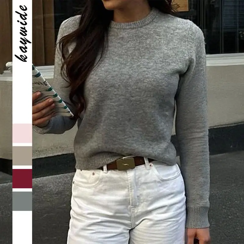

DiYun Casual Sle Long Sve Knitted Base irt Sweater Women's Faion Autumn Winter Thiened Polyester Other Materials