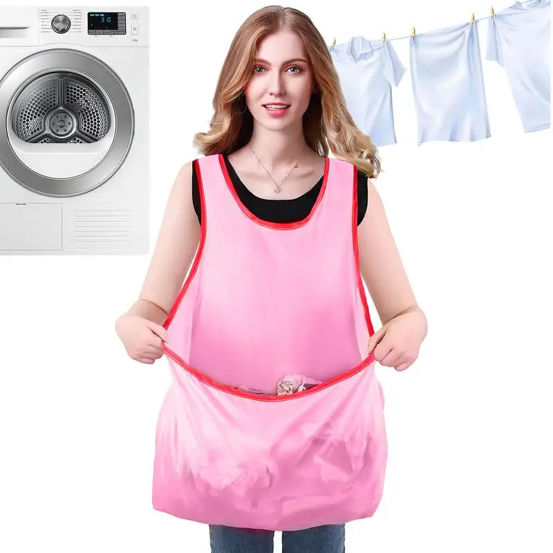 Portable Clothes Drying Apron Gardening Apron for Women Laundry Apron with Pocket Waterproof Portable Drying Clothes Organizer