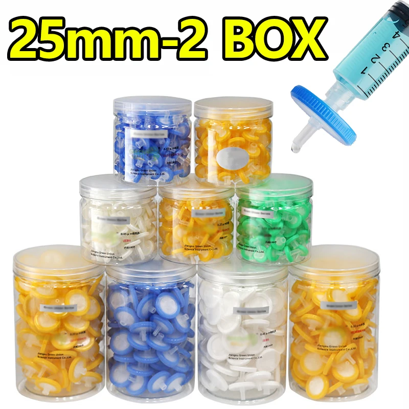 

Disposable syringe filter water system MCE/PES organic nylon 6/66 filter head syringe filter 25mm 0.22/0.45um 2 boxes