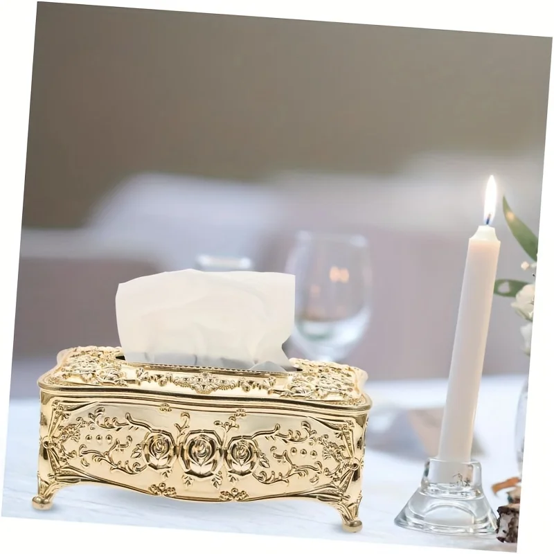 1 piece of golden creative tissue storage box, dining table tissue storage rack, kitchen and bathroom tissue box