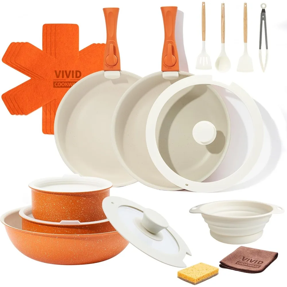 

Ceramic Cookware Sets, Pots and Pans Set Nonstick, 22Pcs Induction Cookware, Non-toxic Healthy Non Stick Kitchen Cooking Set wit