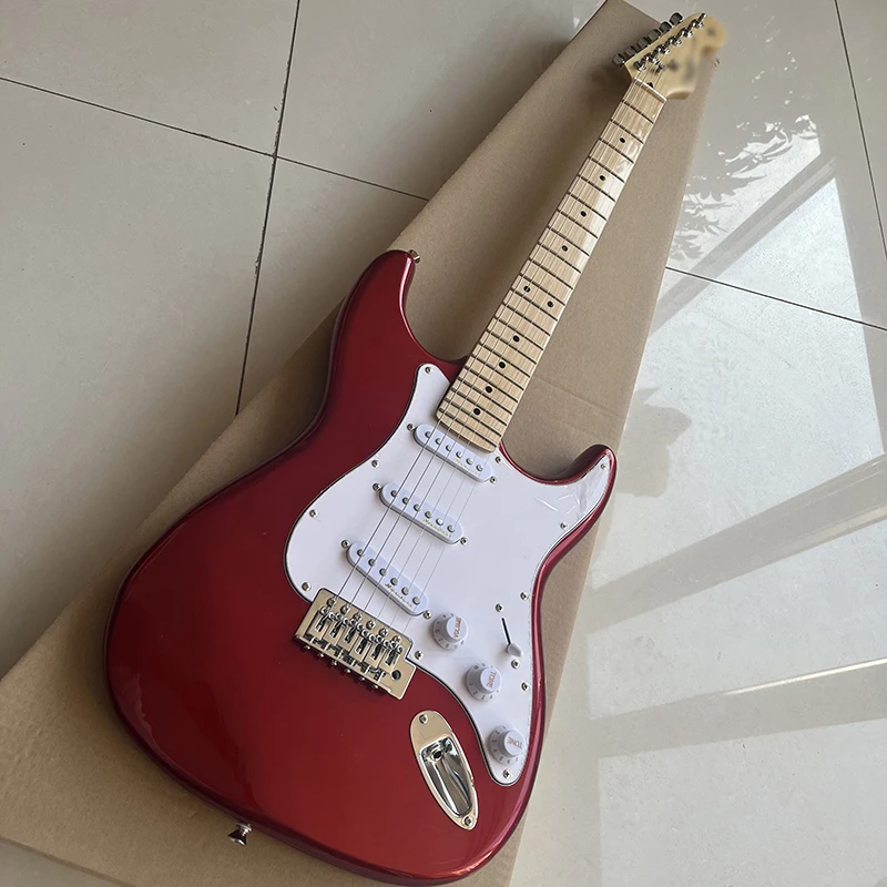 Classic st brand electric guitar, professional performance level, bright metal red surface, quality paint, free delivery to home