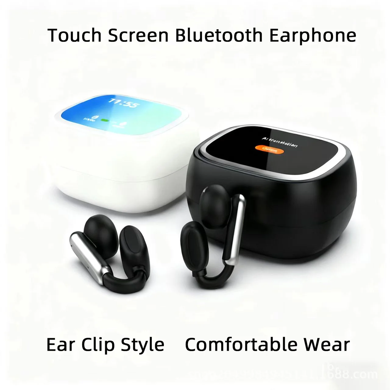 

Open Style Ear Clip Earphone Touch Screen Function Comfotable Wear Bluetooth 5.4 Long Battery Life Sport Earphone