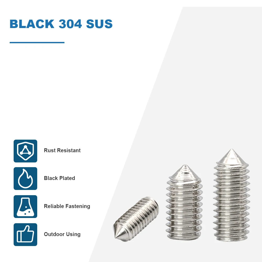 HOWSHENG 20-50pcs 304 Stainless Steel Phillips Recessed Cone-Tip Set Screws M2 M2.5 M3 M4 M5 M6 Cross Set Screws with Cone Point