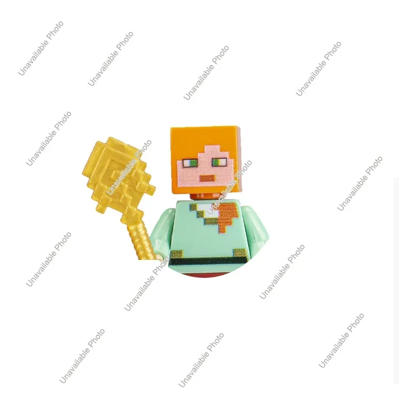 Hot Toys My World Building Blocks Cartoon Steve Craftes Characters Figures Assemble Toys Green Pixel Creeper Bricks Hero Toy