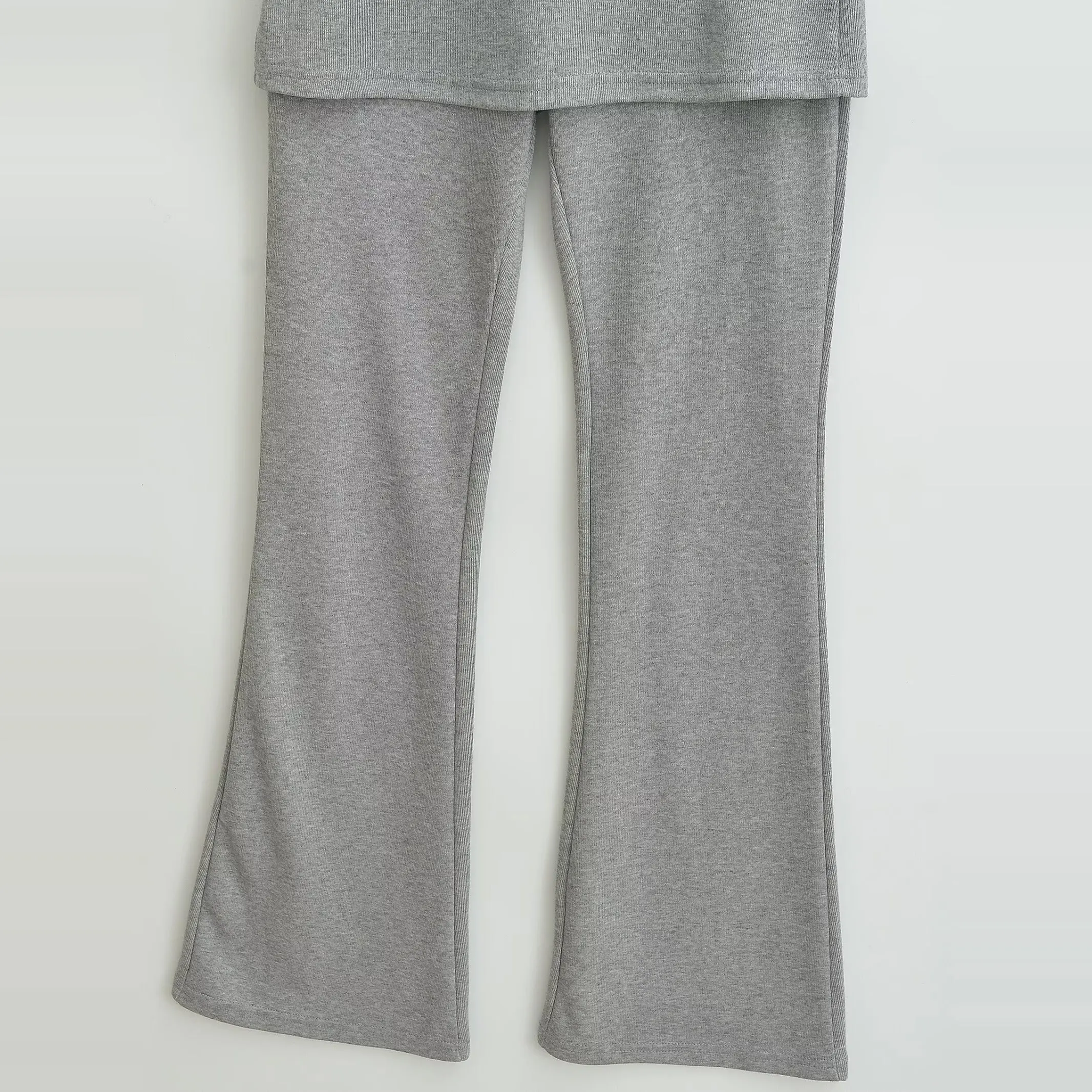 Street Sle Yoga-Hose für Damen, schlankmachende Micro-Schlaghose, Trainingskleidung, geschichteter Look, falsches zweiteiliges Design, Bauchkontrolle