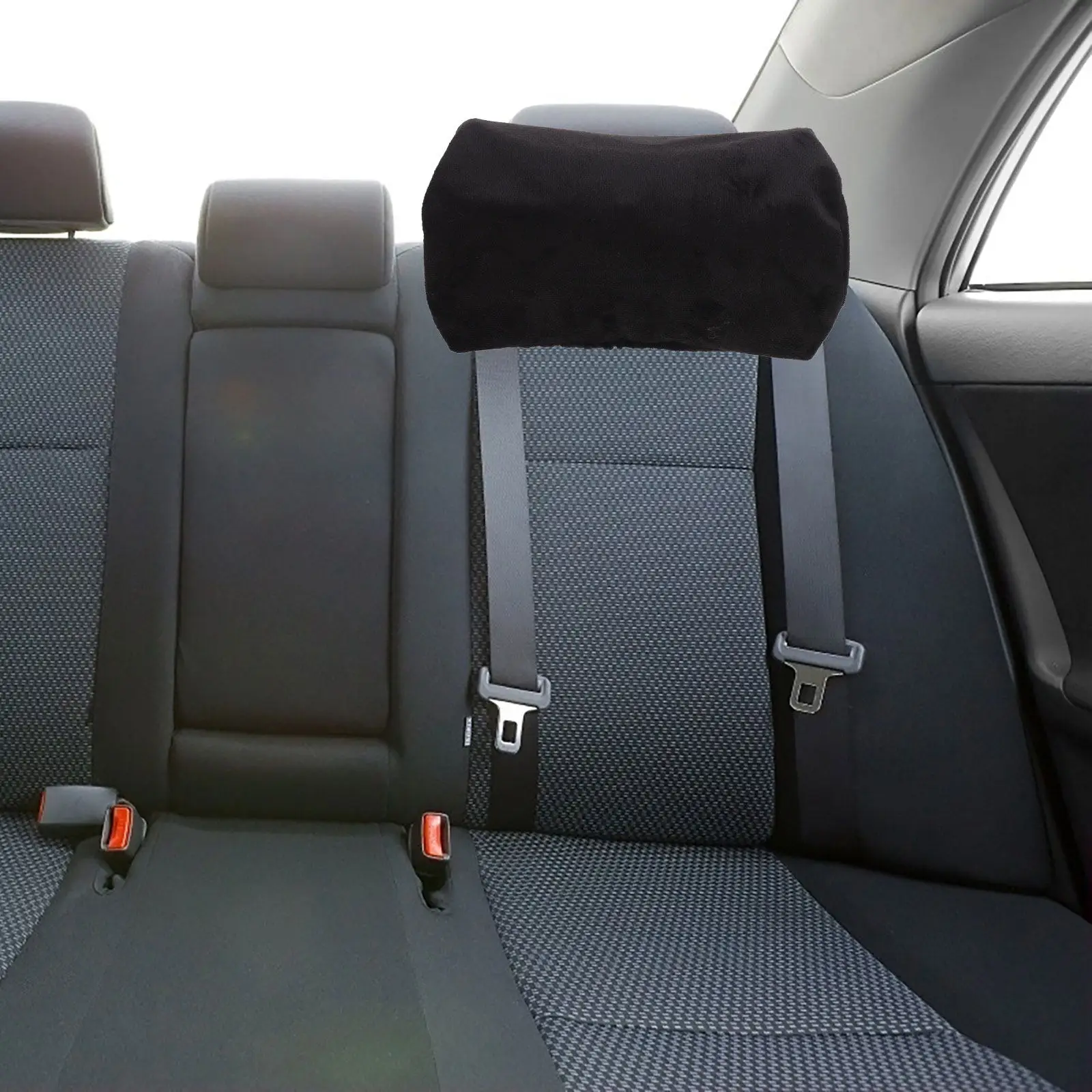Car Cylinder Pillow Cover Soft Comfortable Neck Pillow Case Reusable Round Pillowcase for Car Interior Decoration