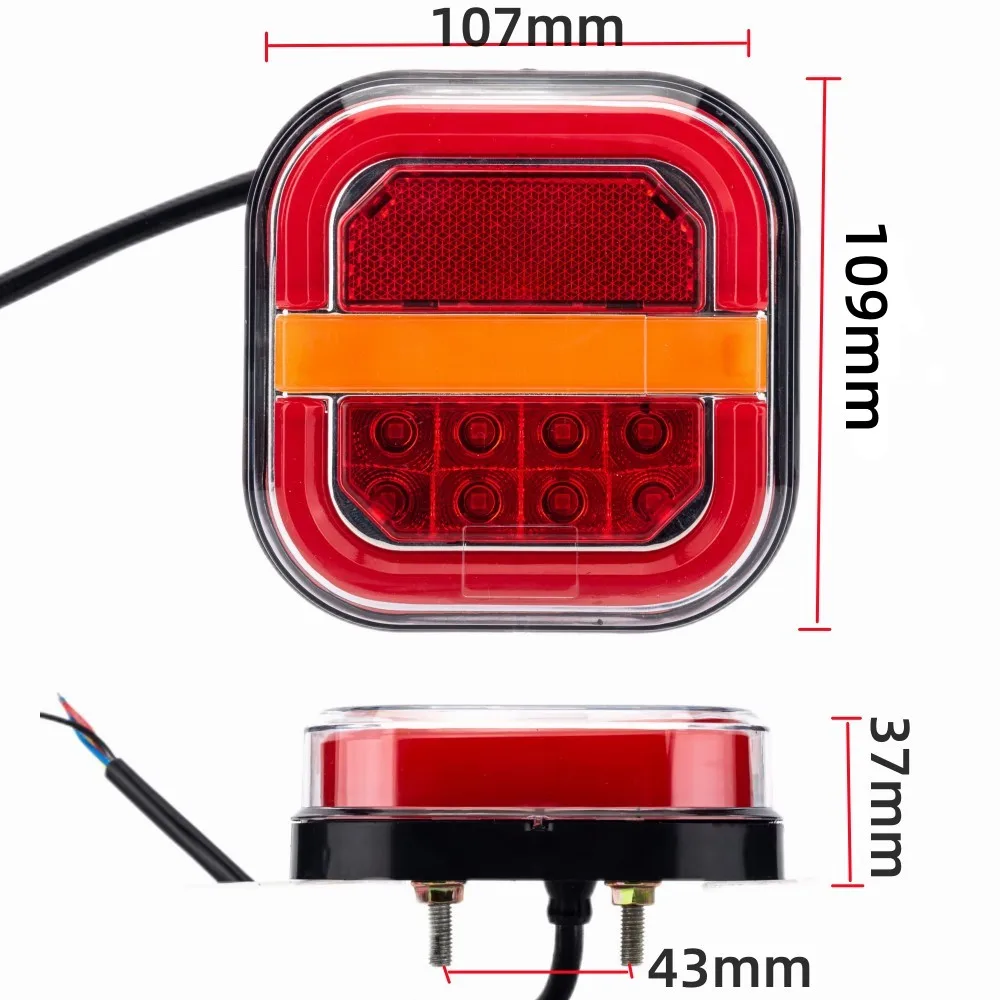 4 cale 12V 24V światło tylne LED płynący sygnał skrętu migacz rejestracyjny z blokiem hamulcowym lampa do jazdy pickupa RV Van przyczepy ciężarówki