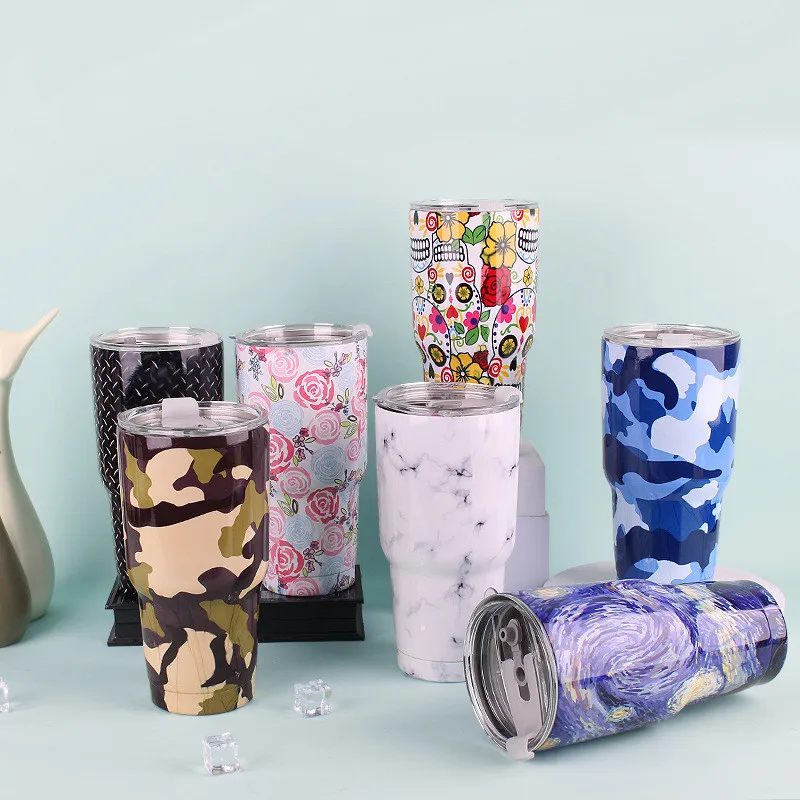 كوب معزول سعة 30 أونصة مع غطاء من الفولاذ المقاوم للصدأ كوب قهوة مزدوج المكنسة الكهربائية كوب سفر للمنزل والمكتب وحفلات السفر #2