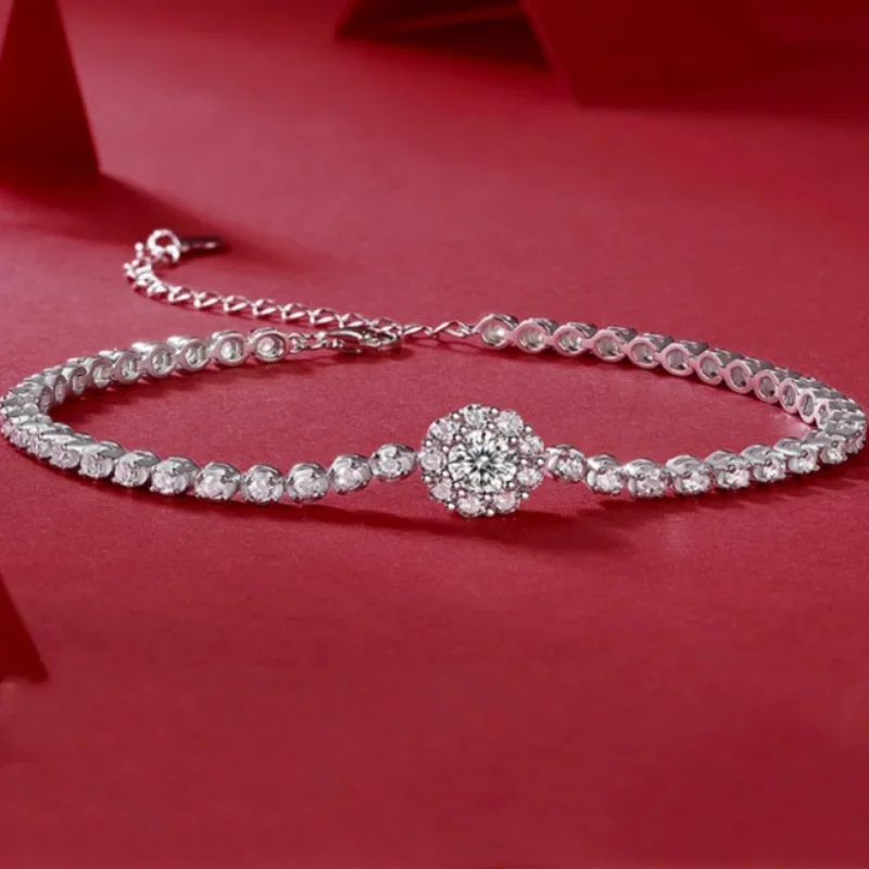 MINWEEN 18k Gold Plated Moissanite Bracelet for Women 5*5mm 100% S925 Silver Luxury Jewelry