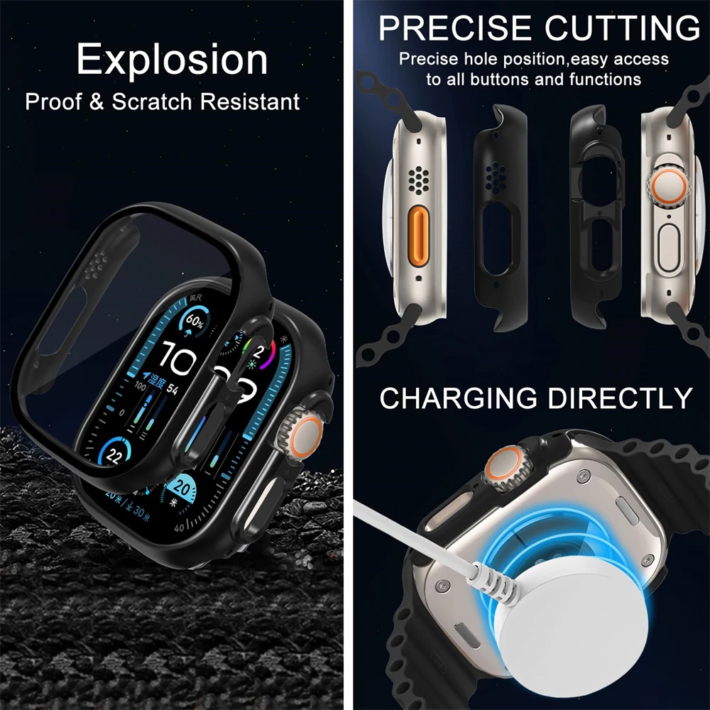 Tempered Glass+case For Apple Watch Ultra 49mm smartwatch PC Bumper Screen Protector film cover apple watch Ultra 2 Accessories image 2