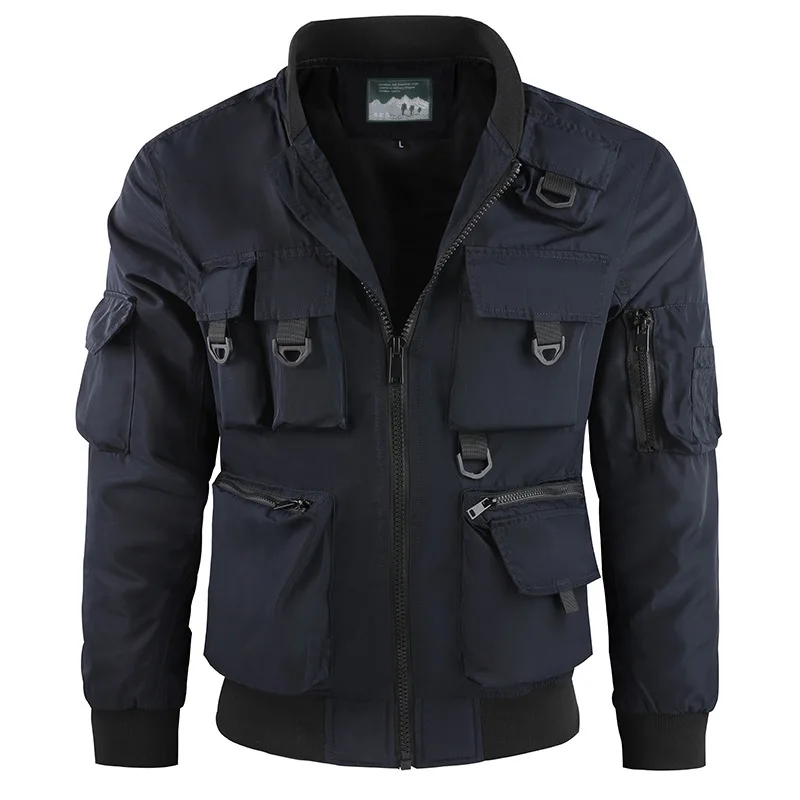 Bomber jacket men's baseball suit function multi-pocket jacket trend three anti - charge jacket tooling