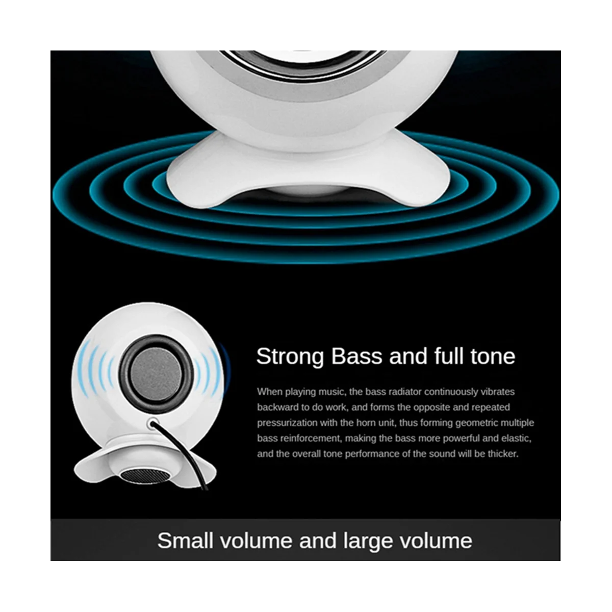 Estéreo Hi-Fi com microfone com fio, alto-falantes para PC, alto-falantes para laptop, USB, 3,5mm, reprodução de música, branco, TablePC