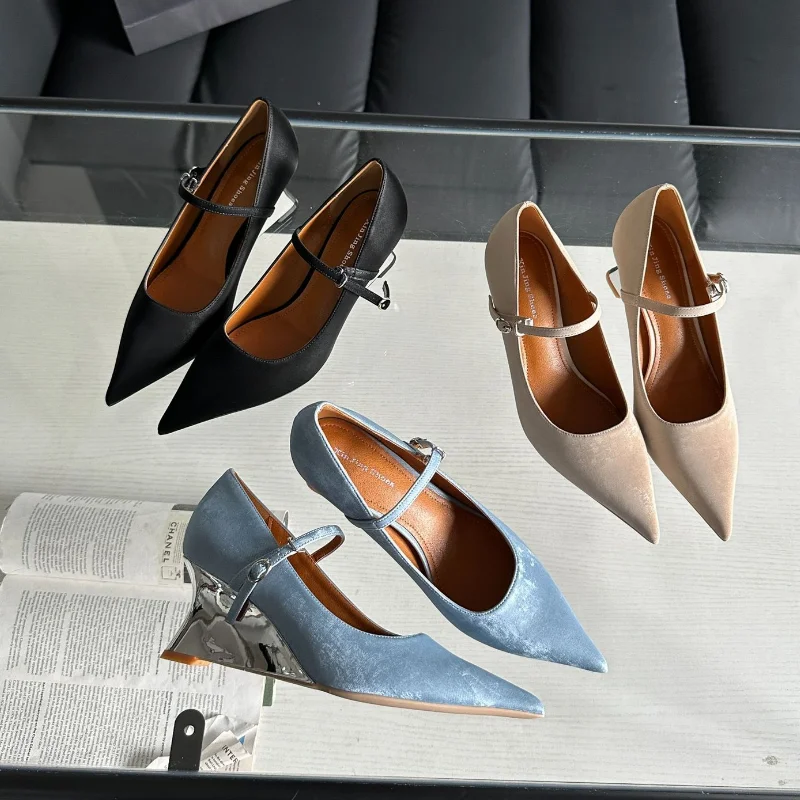 

Designer Office Women Pumps Shoes Fashion Shallow Wedge High Heels 2025 Spring Autumn Wedding Party Shoes Mujer