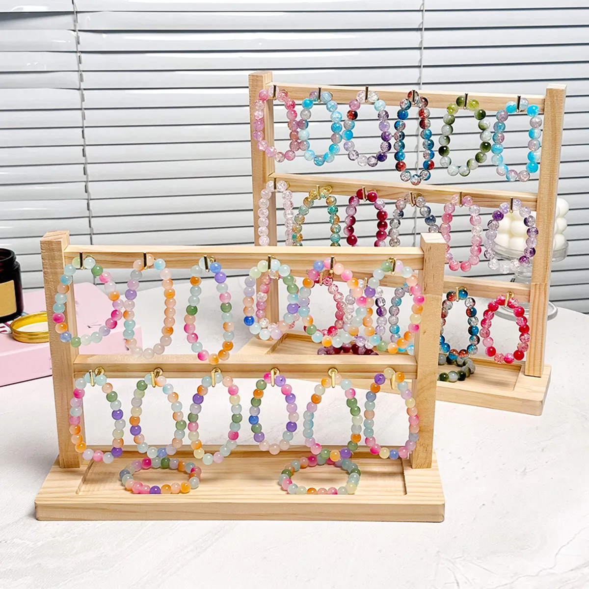 

1 шт. деревянная стойка для браслетов, стеллаж для хранения браслетов и сережек, стеллаж для хранения ювелирных изделий, стеллаж для сбора ювелирных изделий
