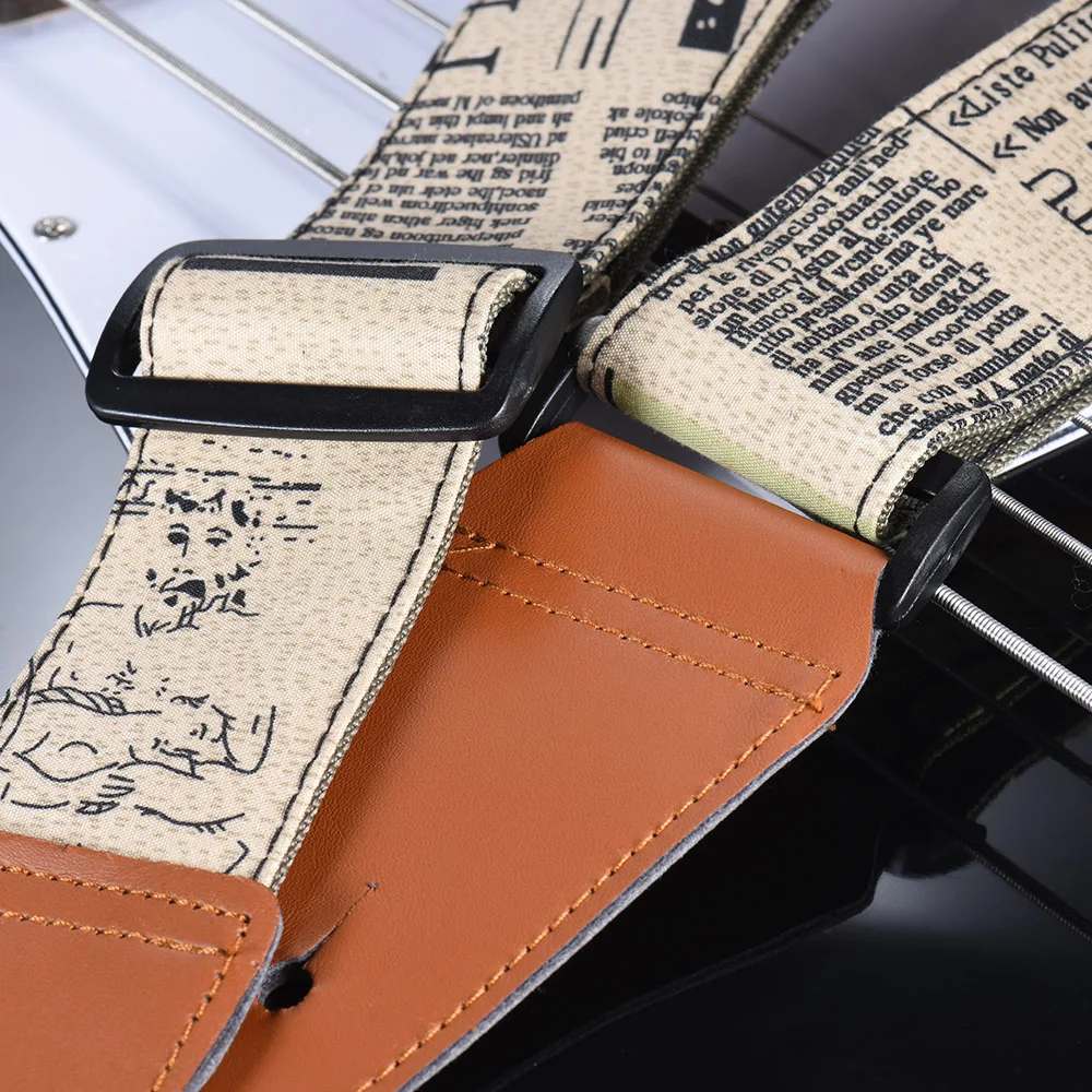 Wygodny regulowany pasek na ramię gitara syntetyczna skóra końcówki dla akustycznego Folk Classic gitary elektryczne Bass