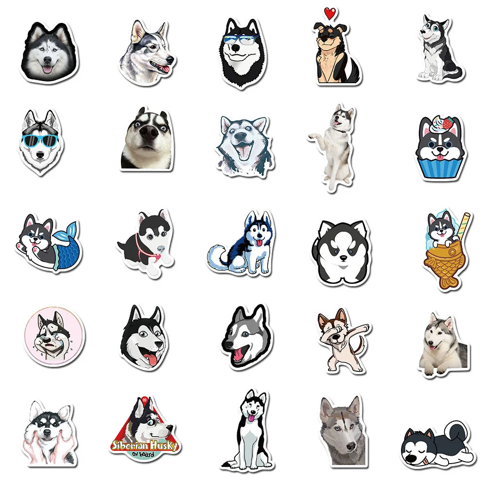 10/30/50PCS Cute Pet Husky Trendy Graffiti Waterproof Sticker Toy Decoration Notebook Kids Gift iPad Guitar PVC StickerWholesale