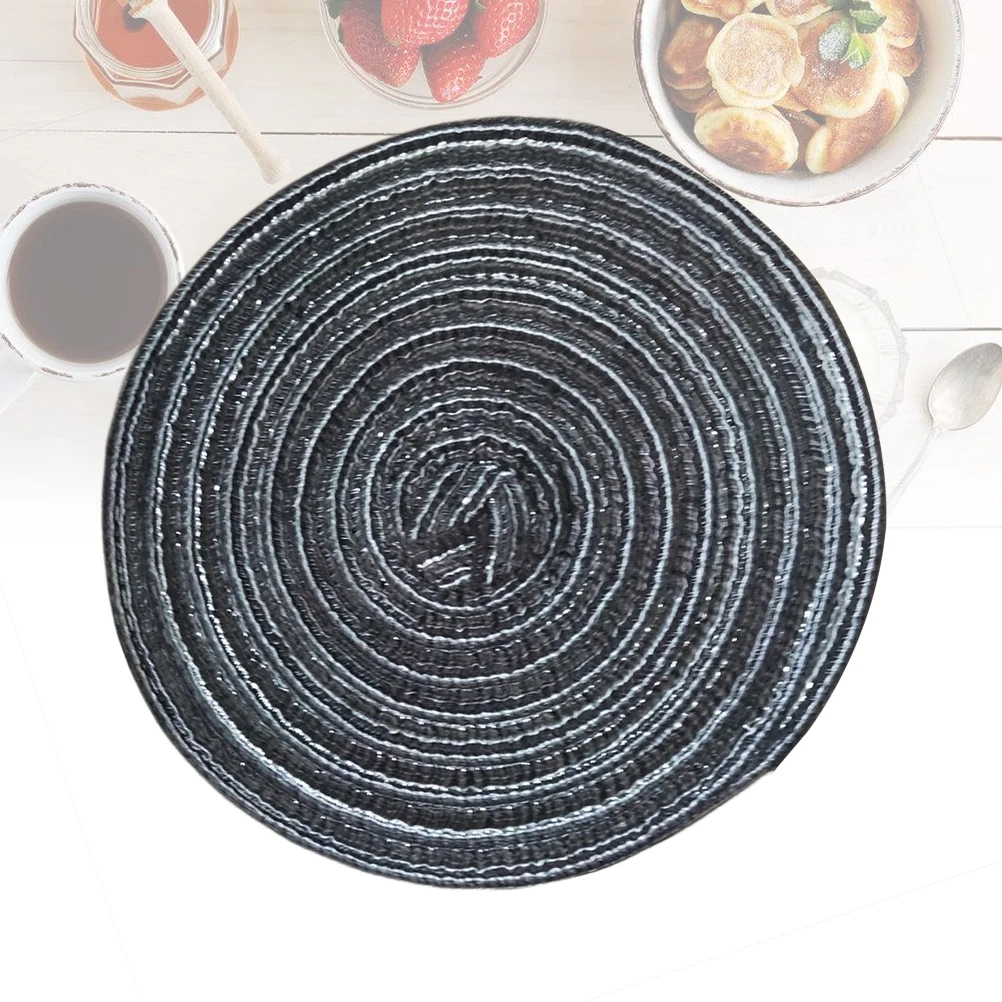 مفرش طاولة منسوج من القطن والكتان مستدير باللون الأحمر على شكل حرف L غير قابل للانزلاق ومقاوم للحرارة لطاولة الطعام ديكور منزلي أنيق